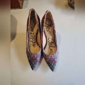 Sam Edelman Hazel Red Navajo Weave Pointy Toe Stiletto Pump Size 7